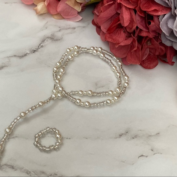 Pearl Barefoot Sandal Anklet with Matching Toe Ring - Picture 5 of 10